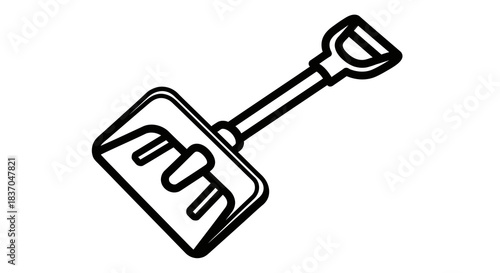 Simple black outline snow shovel vector icon ideal for winter season designs snow removal concepts or gardening tool illustrations