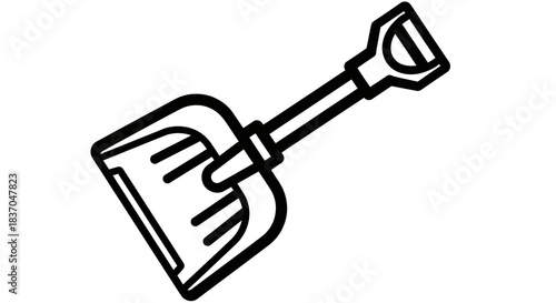 Minimalist snow shovel icon a simple outline vector illustration for winter maintenance and snow removal apps or web elements isolated on a white background