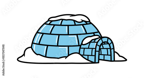 Simple vector illustration of an igloo a traditional ice block house with snow ideal for winter arctic or educational designs isolated on white