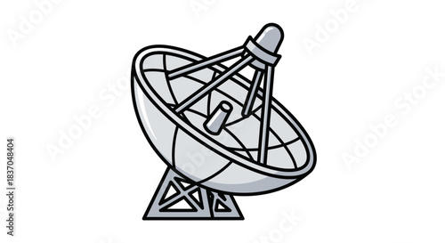 Satellite dish antenna a communication technology icon for broadcasting and telecommunication isolated on white background
