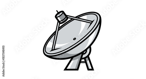 Satellite dish antenna a communication technology symbol in a simple vector illustration isolated on white background for broadcast or data transmission concepts