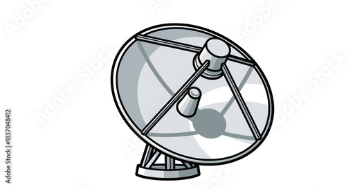 Satellite dish antenna a communication technology symbol for broadcasting and receiving signals isolated on a white background