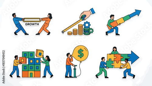 Business Growth and Success Teamwork Strategy and Financial Progress Concepts