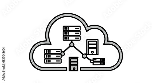 Conceptual Cloud Network Illustrating Digital Servers, Data Storage, and Connected Computing Infrastructure