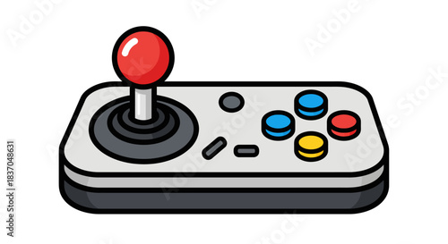 Retro arcade joystick controller a flat design vector illustration with colorful buttons perfect for gaming concepts and UI elements