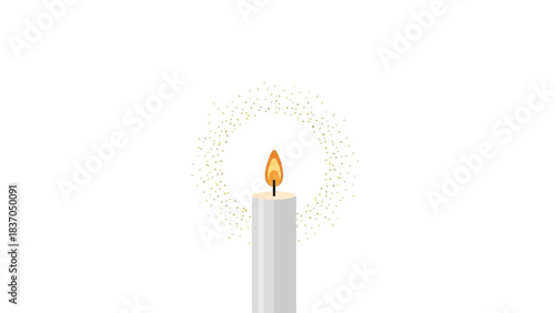 Glowing Candle with Golden Sparkles – Minimalist