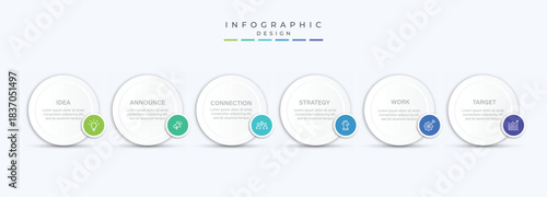 Business process infographic template. Thin line design with numbers 6 options or steps. Vector illustration graphic design