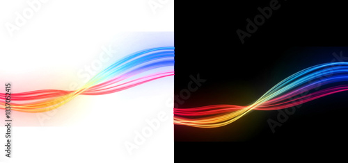 Colorful flowing neon wave lines with vibrant gradient energy streaks