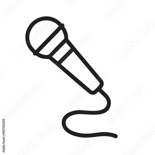Simple line art microphone icon, essential tool for voice recording and sound input