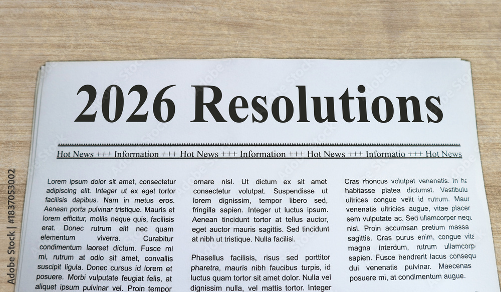 Obraz premium A newspaper with the headline 2026 Resolutions