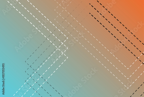 Vibrant modern gradient backdrop features bold dashed chevron, creating a dynamic, contemporary mood. Ideal for tech, marketing, and creative portfolios needing a stylish geometric accent.