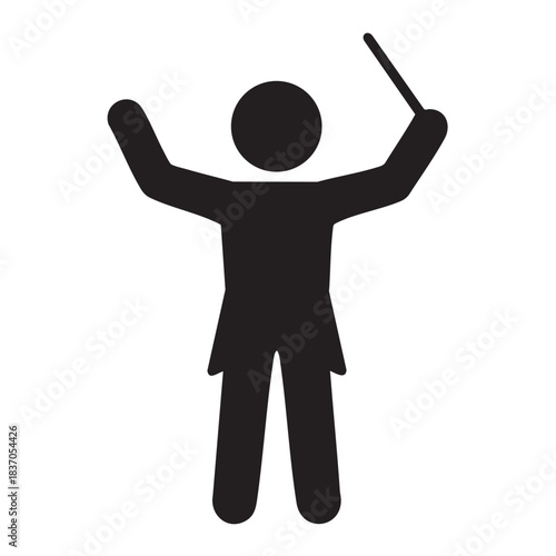 Conductor or orchestra leader holding a baton, directing a performance