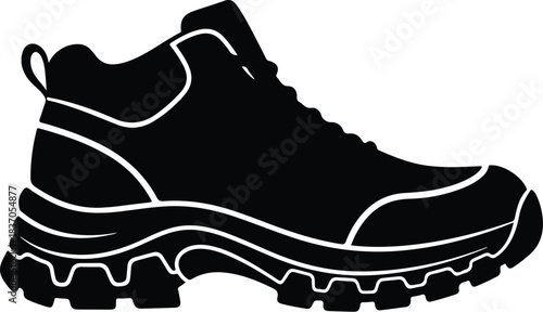 Black Silhouette of a Hiking Boot shoe footwear