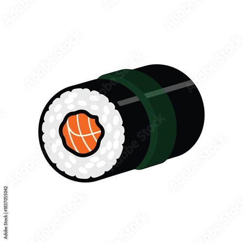 Salmon Sushi Roll with Nori and Rice maki Japanese food