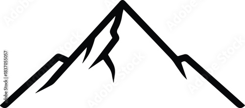 Black Silhouette of a Stylized Mountain Peak black and white