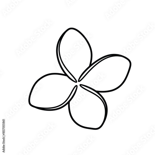 Single Outline Plumeria Flower Icon tropical blossom