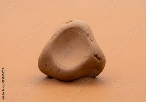 Smooth earthen hued stone with an unique indent resting serenely