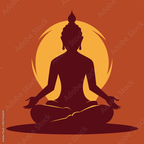 silhouette of a woman meditating