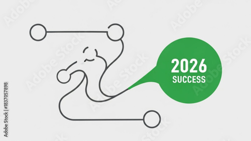 Strategic Path to Triumph in 2026: A minimalist illustration outlines the strategic steps required to achieve success by the year 2026, visualizing a clear and effective route.