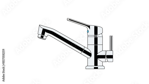 A faucet with a high arc spout and a single lever handle