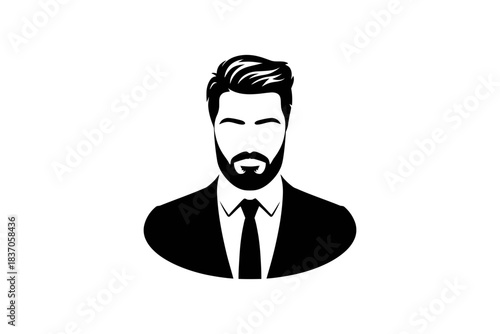 Vector illustration of elegant man with beard and suit for design