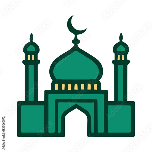 Islamic Green Mosque Vector Icon