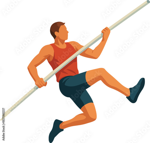 Athlete pole vaulting with a long pole sport athletics