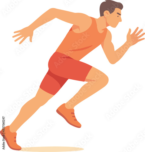 Athlete Running in Orange and Red Attire runner sprint