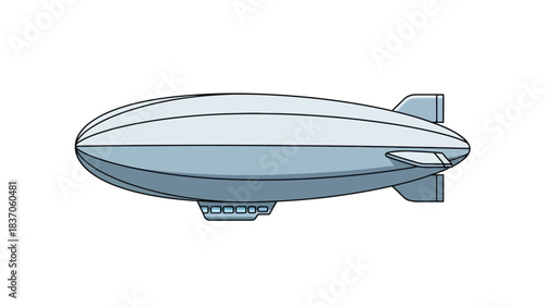 A side view illustration of a light blue blimp with a gondola