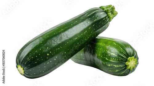 Two fresh green zucchinis isolated on white background