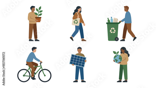 Diverse People Practicing Eco Friendly Habits for a Sustainable Future