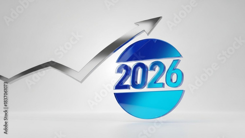 Future Outlook: A visual representation of the year 2026, paired with an upward-trending arrow. symbolizing progress and growth, perfect for depicting forecasting, goals.