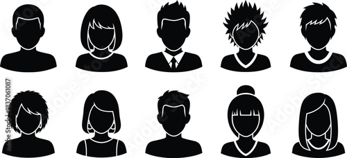 Diverse collection of human avatar icons showcasing various male and female profiles