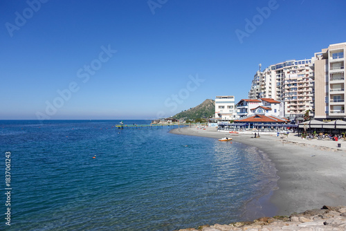  The Durrës, Albania, seafront stretches along the Adriatic in a blend of golden light, calm waves, and vibrant Mediterranean energy.