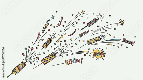 Explosion of colorful fireworks and firecrackers in a celebratory display.