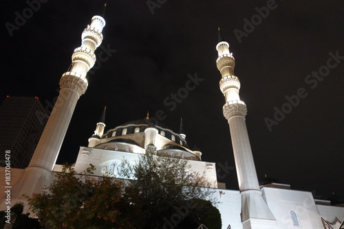 Tirana, Albania, October 17th 2025; Standing in awe before the majestic Namazgah Mosque, a symbol of faith, unity, and architectural brilliance in the heart of Tirana.