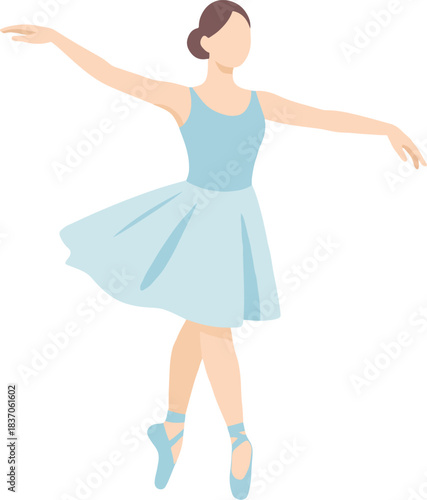 Ballerina in Light Blue Tutu Performing a Pose ballet