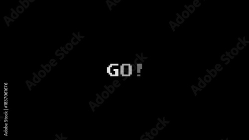 Go Pixel Text. Retro Arcade Action Start Signal
