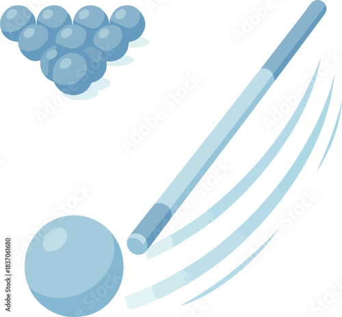 Billiard cue striking a pool ball billiards cue stick