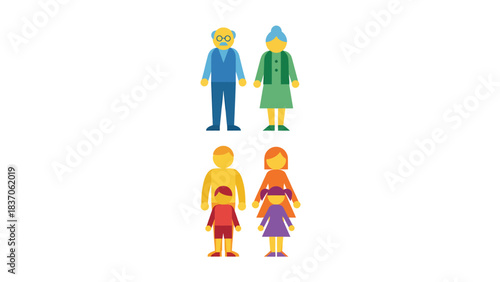 Generations Family Tree Grandparents and Parents with Children Diverse Icons Representing Love Connection and Legacy