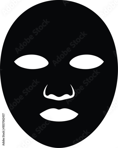 Black face mask icon vector illustration beauty skincare treatment spa