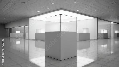 Wallpaper Mural Modern white corporate office hallway with glass walls for architecture branding presentation photography display marketing visuals clean minimalist workspace Torontodigital.ca