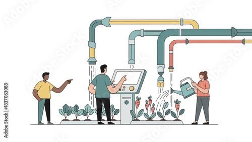 Agritech Team Managing Automated Vertical Farm Systems for Sustainable Food Production