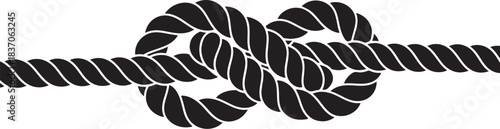 Black Figure Eight Knot on White Background rope nautical