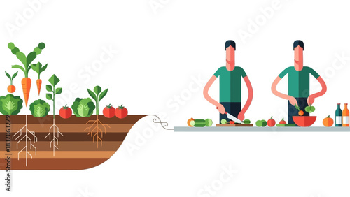 Seamless Farm-to-Table Journey Illustrating Sustainable Healthy Eating and Organic Food Systems