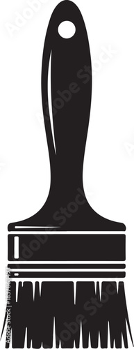 Black silhouette of a paintbrush with bristles painting
