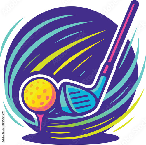 Golf Club and Ball with Abstract Background golf ball