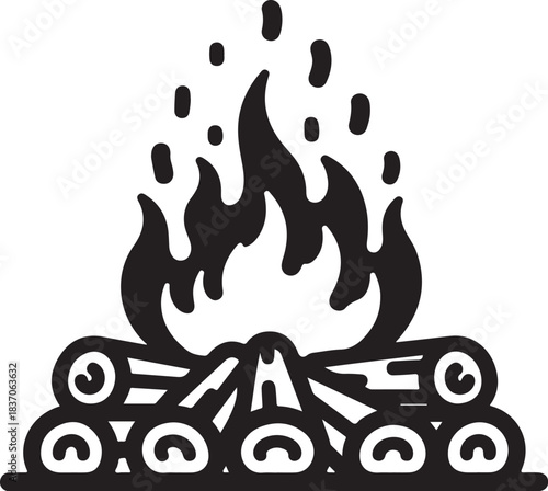 Campfire Icon with Burning Logs and Flames vector (27