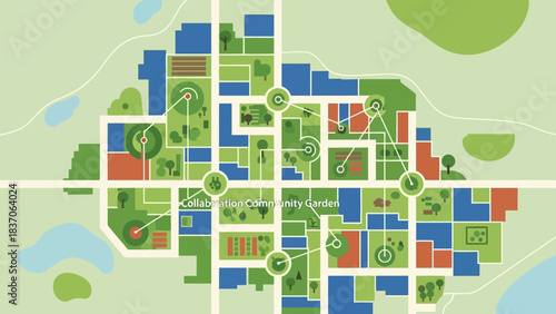 Conceptual Smart City Planning Map Illustrating Urban Zoning and Digital Infrastructure Strategy