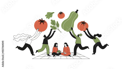 Collaborative Group Celebrating the Abundance of Sustainable and Organic Produce